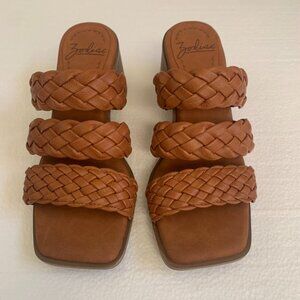 Zodiac women's brown Lilah braided strap slip-on sandal size 8 memory foam, heel